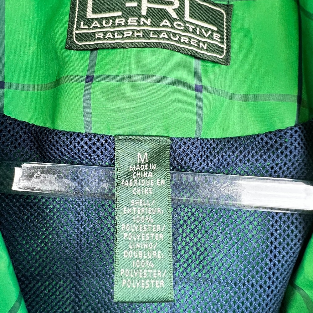 Lauren Ralph Lauren‎ LRL Active Jacket M Kelly Green Windowpane Zip Windbreaker - Picture 4 of 12